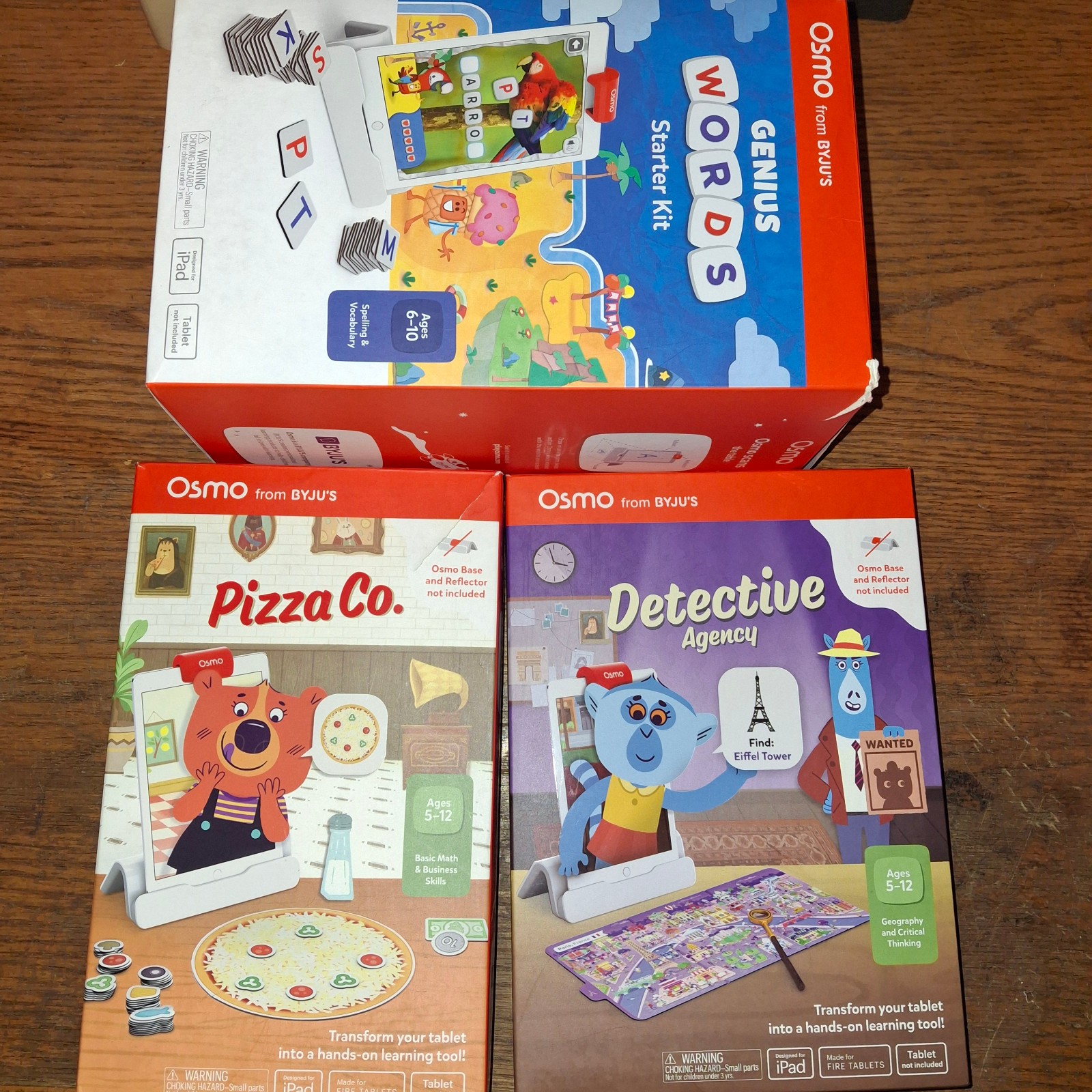 Lot of 3 pieces OSMO Genius Words Starter Pizza Co Detective Agency 5-12 1-2 gr