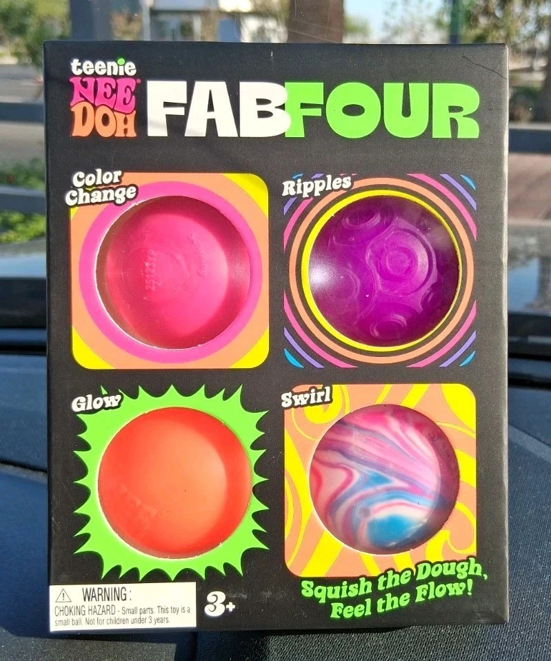 NeeDoh Teenie Fab Four 4-Pack Color Change Glow Swirl NEW SEALED Colors Vary