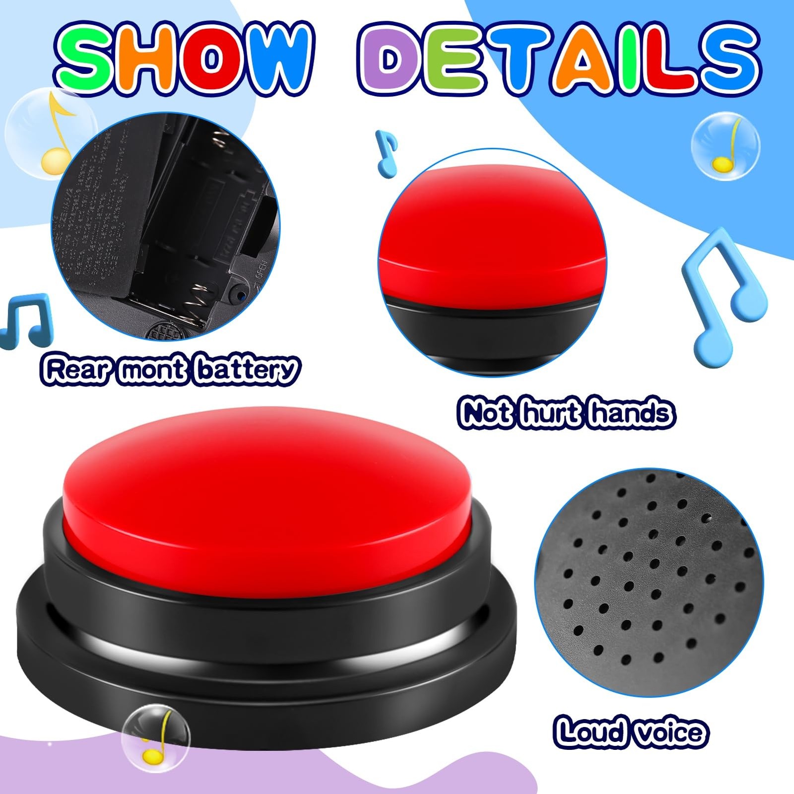 Ovveroche 6 Pieces Recordable Answer Buzzers Button Normal, Multicolor
