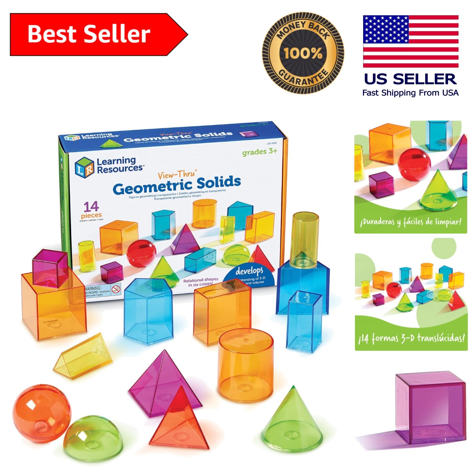 View-Thru Geometric Solids: 14 Colorful 3D Shapes for Engaging Math Learning