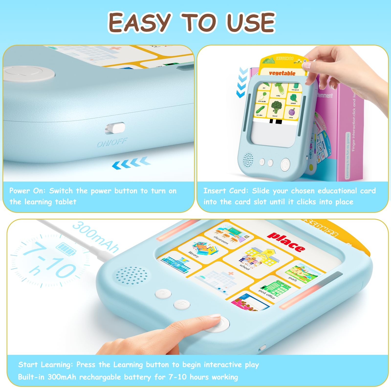 Interactive Educational Learning Tablet Toy for Kids,Screen-Free Phonics Lear…