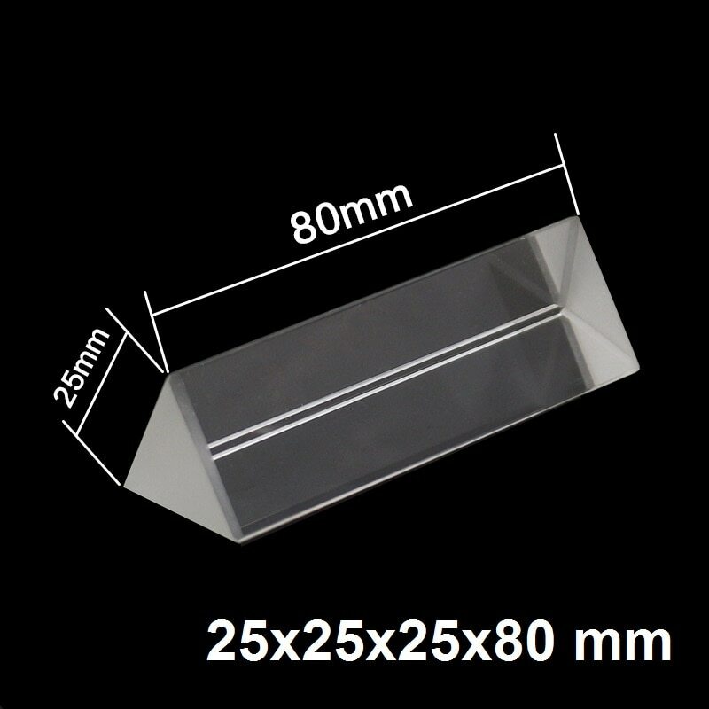 Optical Triangular Prism Physics Teaching Refracted Light Spectrum 25x25x80mm