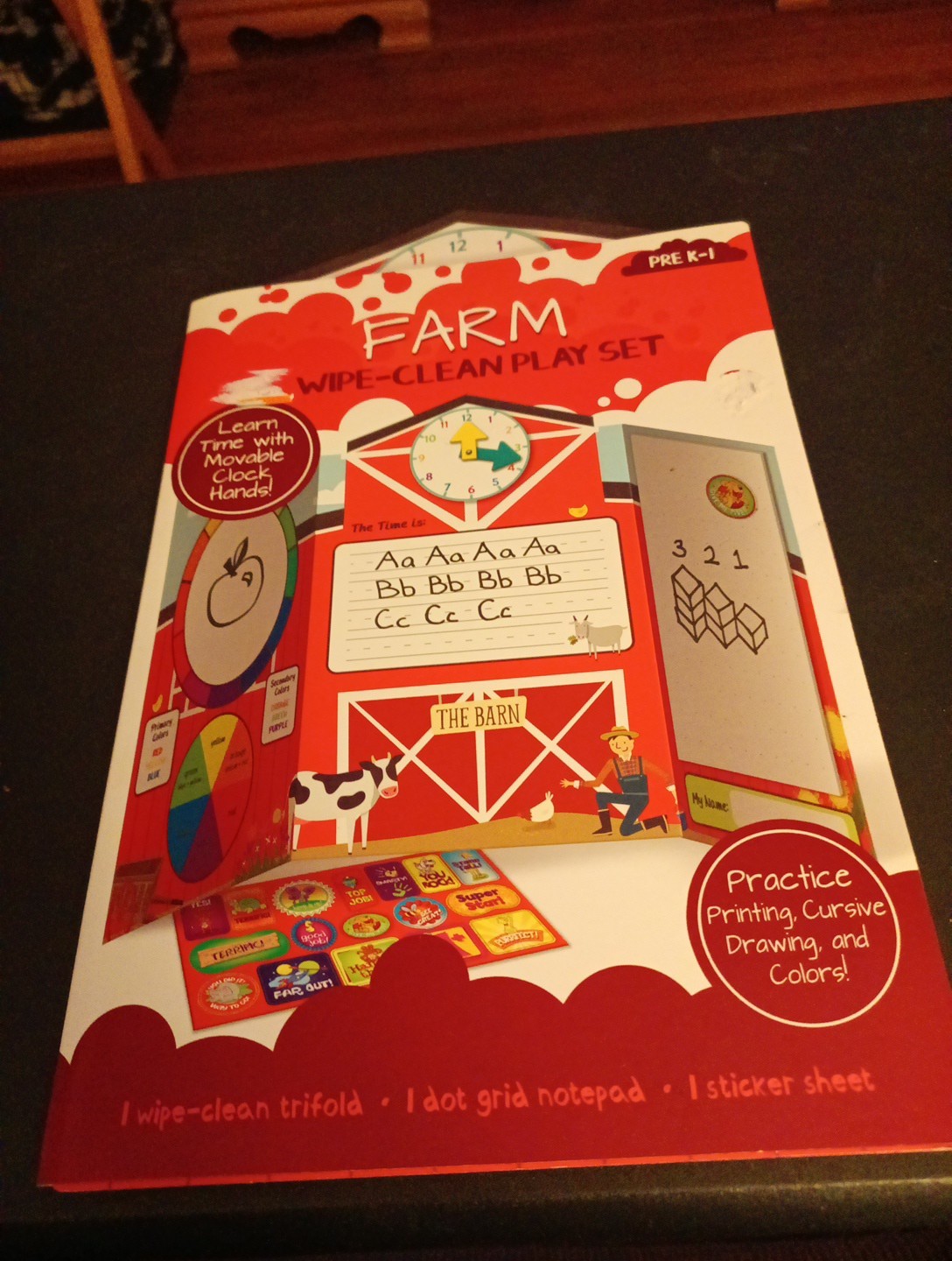 FARM Wipe Clean Play Set Pre K-1 Learn Time, Letters, Drawing, Colors Homeschool