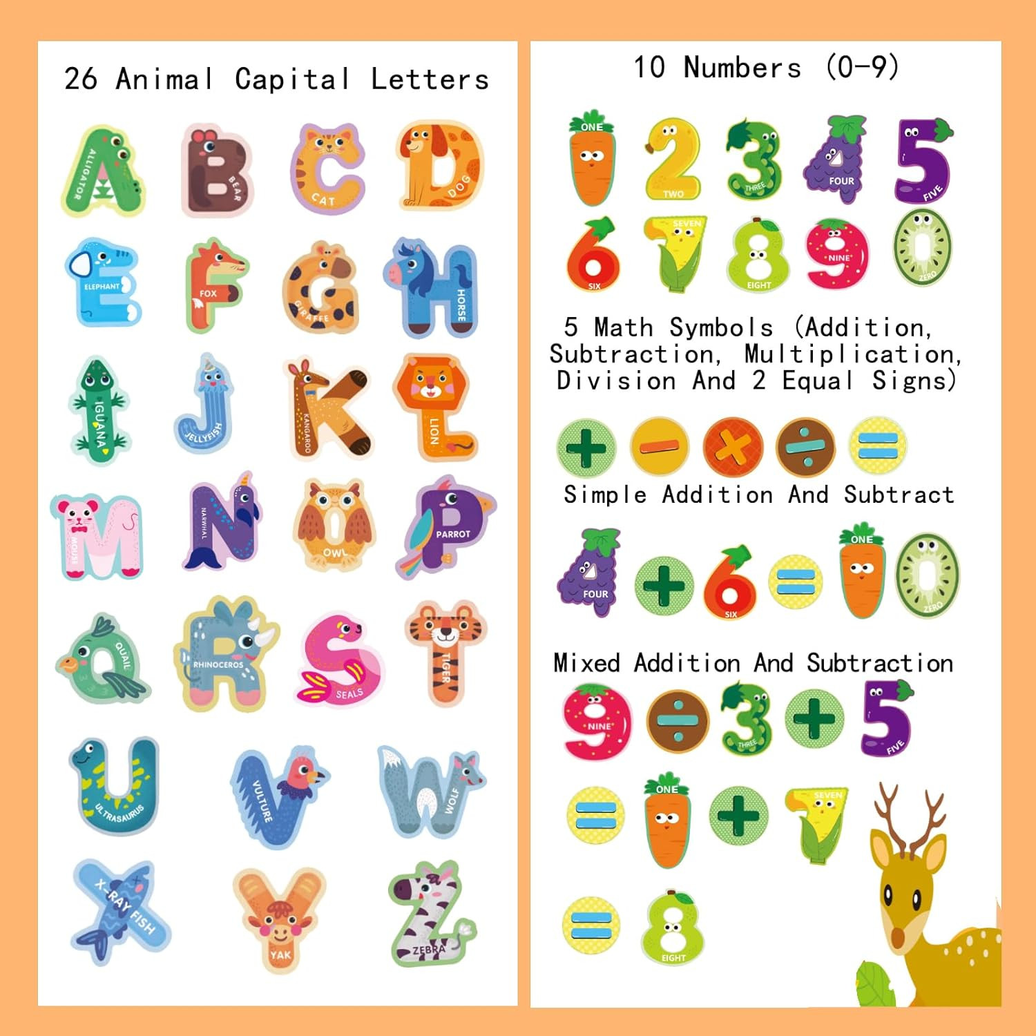 52PCS Magnetic Letters and Numbers Large Fridge Magnets for Toddlers 1-3 Cute An