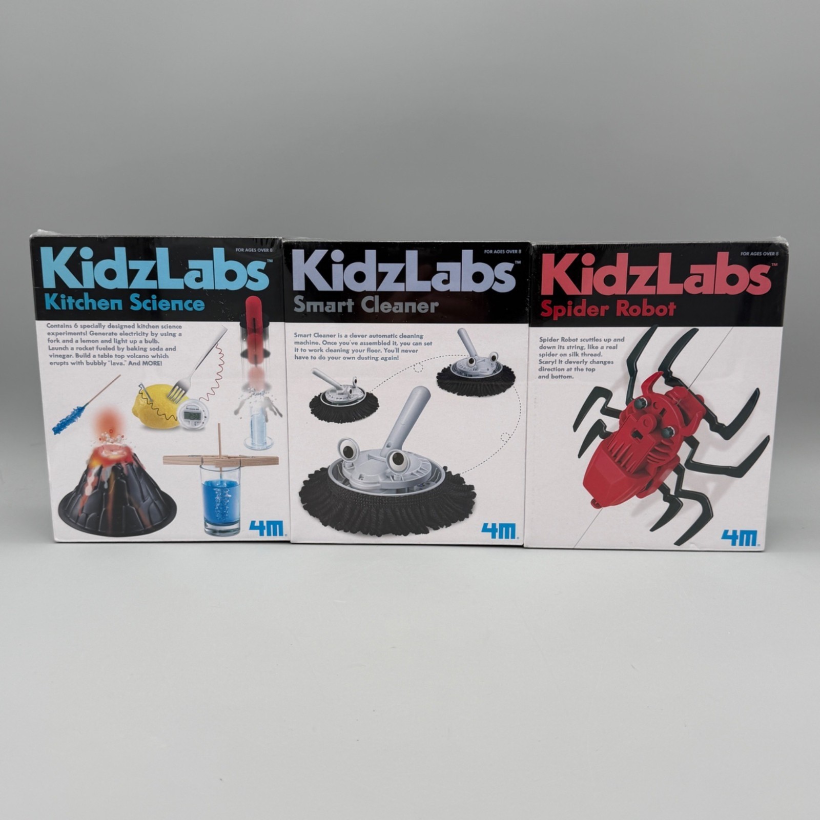 4M KidzLabs Set of 3 Kitchen Science, Smart Cleaner & Spider Robot Science Kits