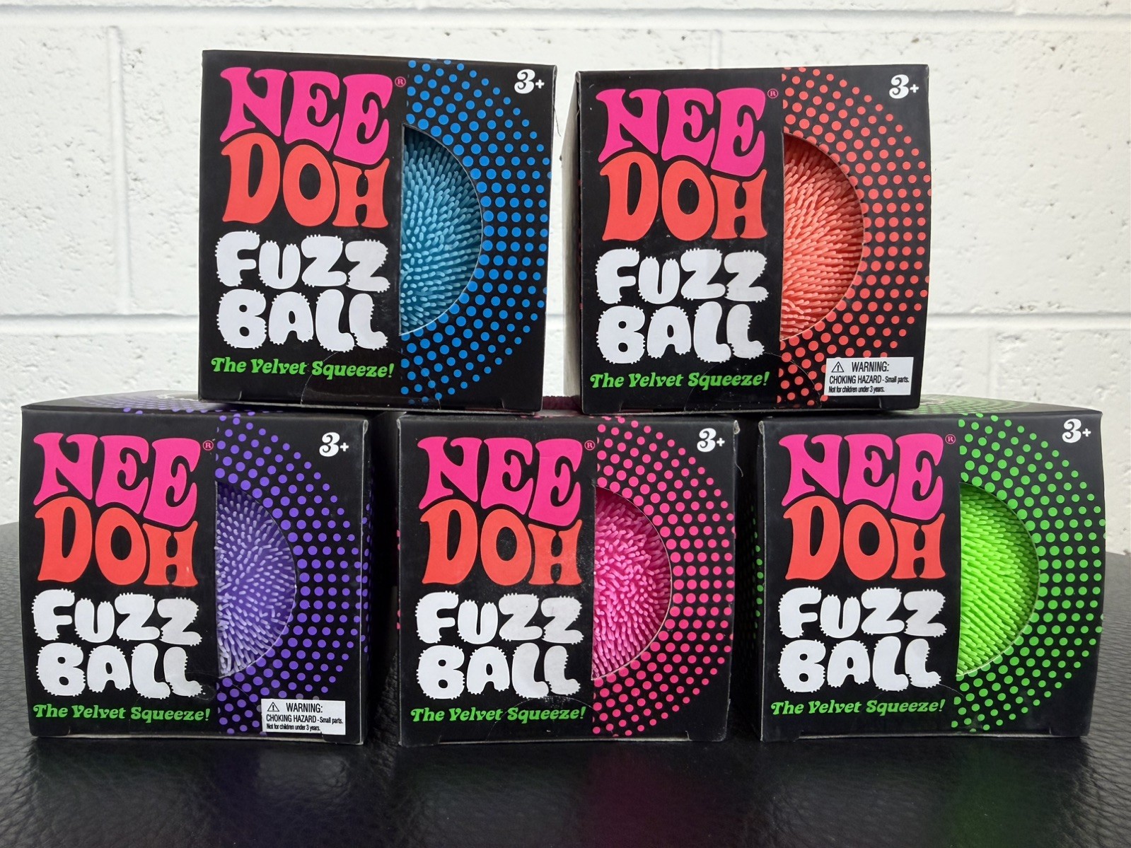 LOT OF 5: Needoh FUZZ BALL Power The Velvet Squeeze Fuzzball