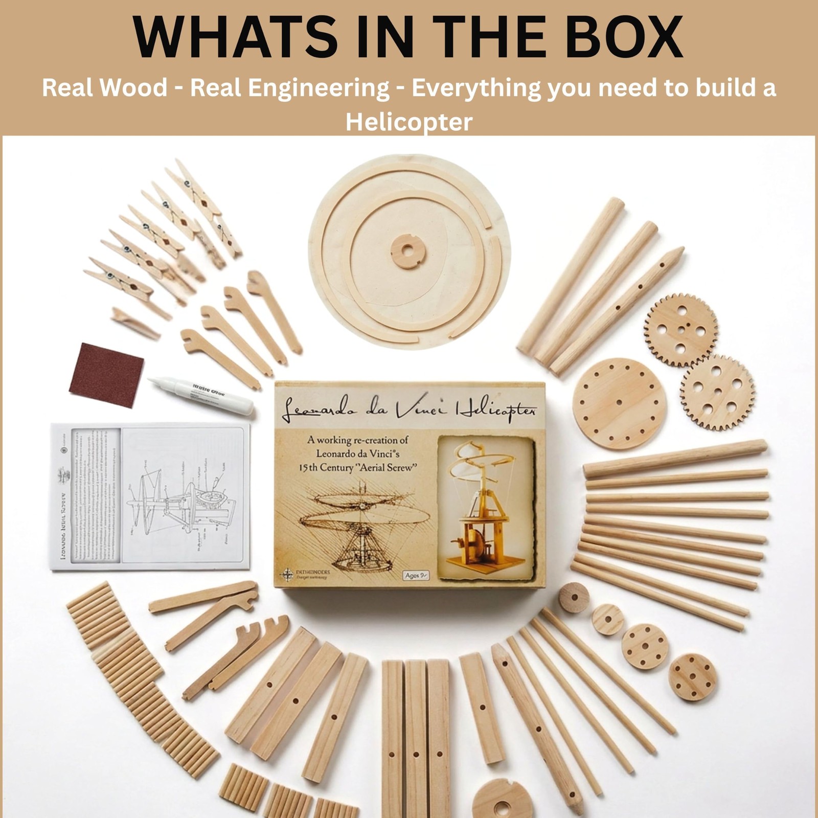 STEM Kit – Leonardo da Vinci Helicopter Model kit Science Kits | stem Physics…