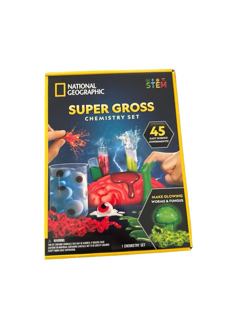 National Geographic Super Gross Chemistry Set STEM Kids Science Kit 45 Open Box