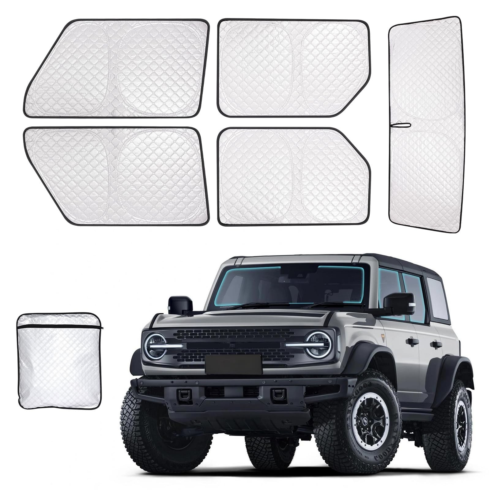 ZATOTOO Car Window Sun Shades for Ford Bronco 2021-2023 Full Privacy