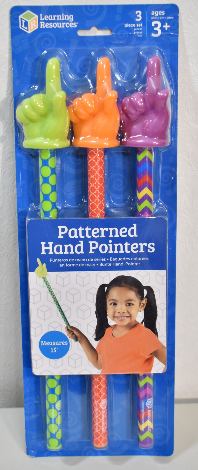 Learning Resources Hand Pointers Set 15″ Assorted Colors 3/Set LER 1958