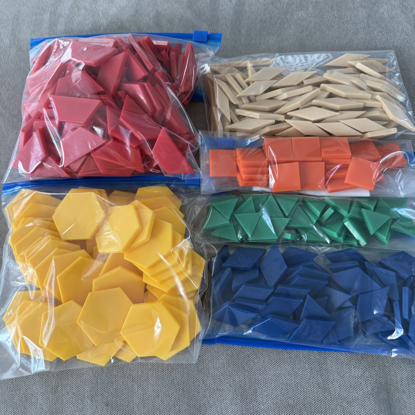 Lot of Geometric Wooden Pattern Blocks, Shapes