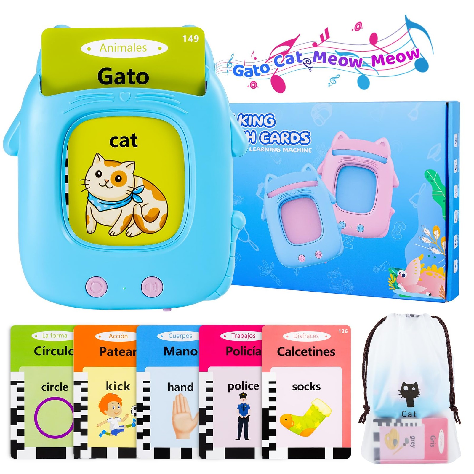 Toddler Toys Talking Flash Cards for 1 2 3 4 5 6 Year Old Boy Girl Birthday