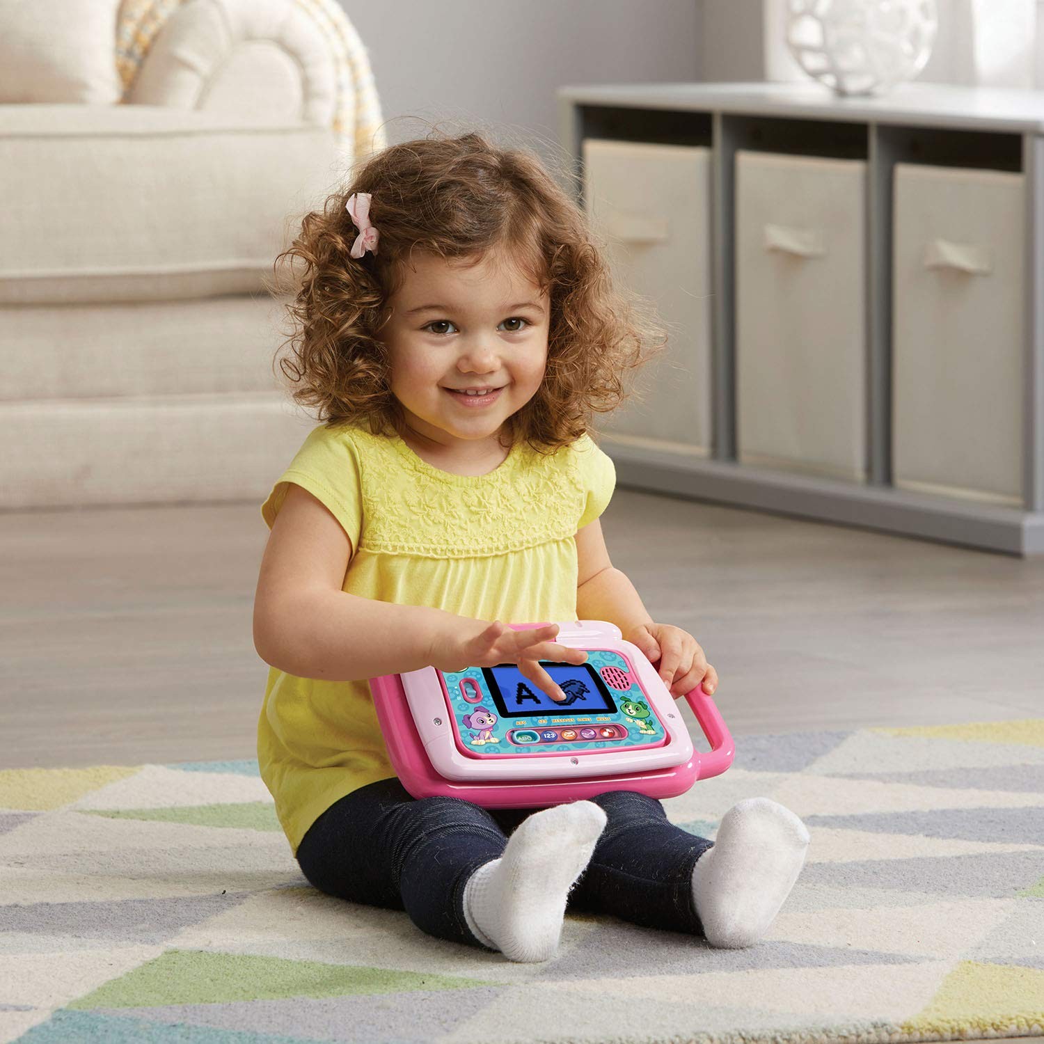 2-in-1 Kids Laptop Tablet Touchscreen Toy, Pink Educational Learning Device