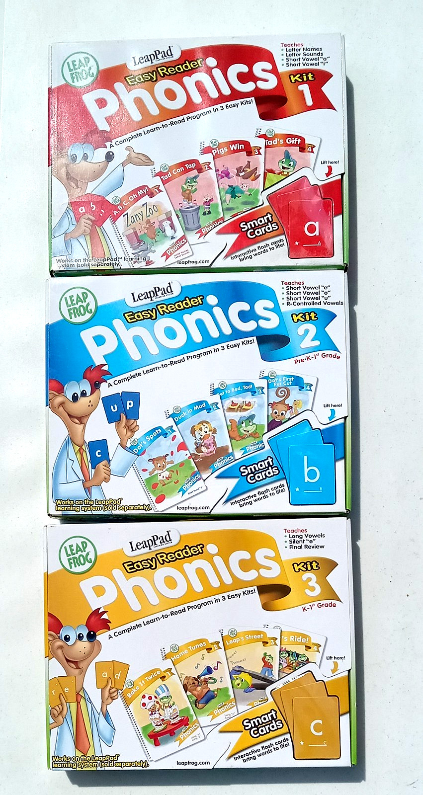 Leap Frog Easy Reader Phonics Kits: #1, #2, #3, Complete Set.