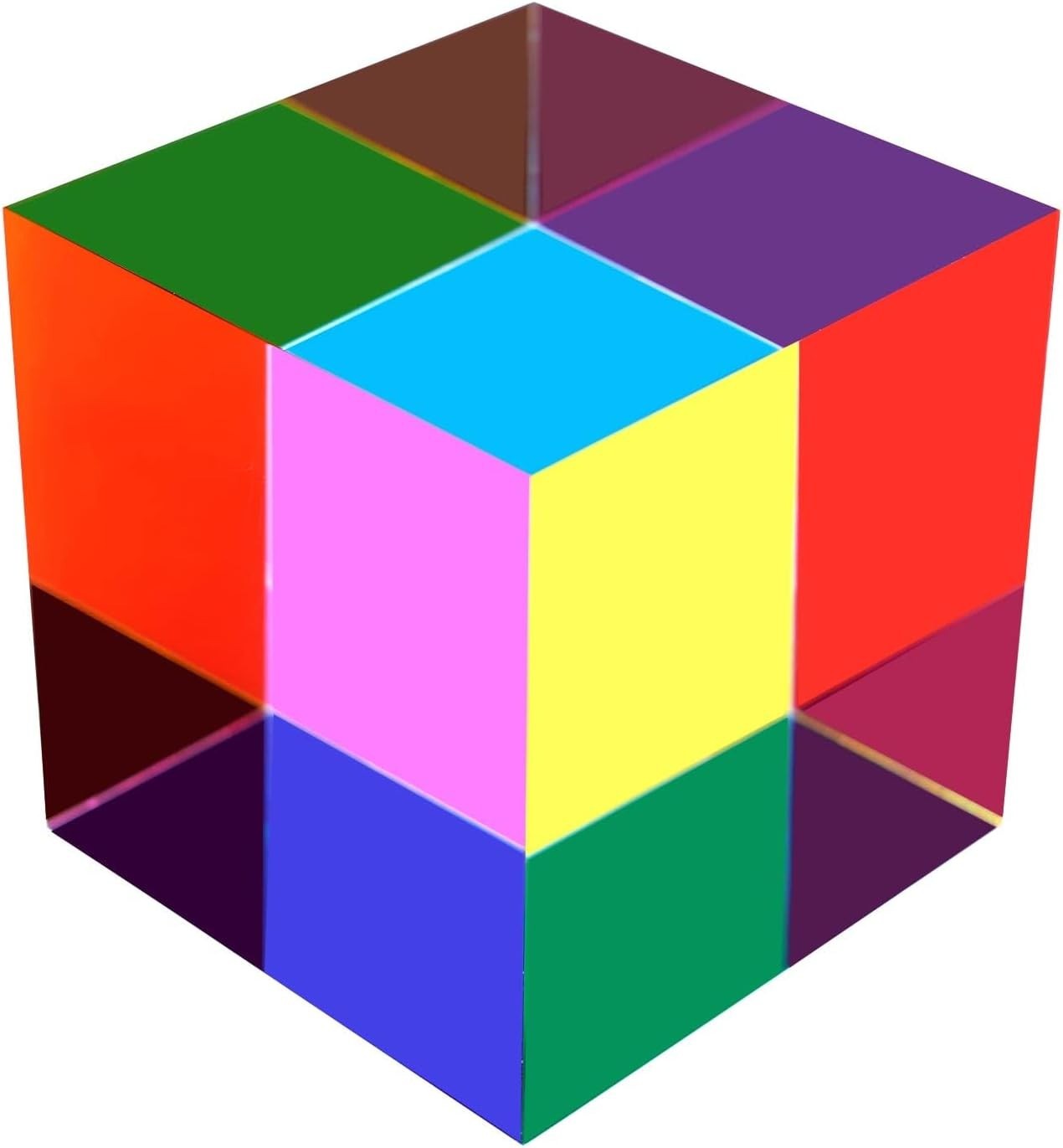 CMY Mixing Color Cube, 70mm 2.75 inch Acrylic Prism for Home or Office Decora…