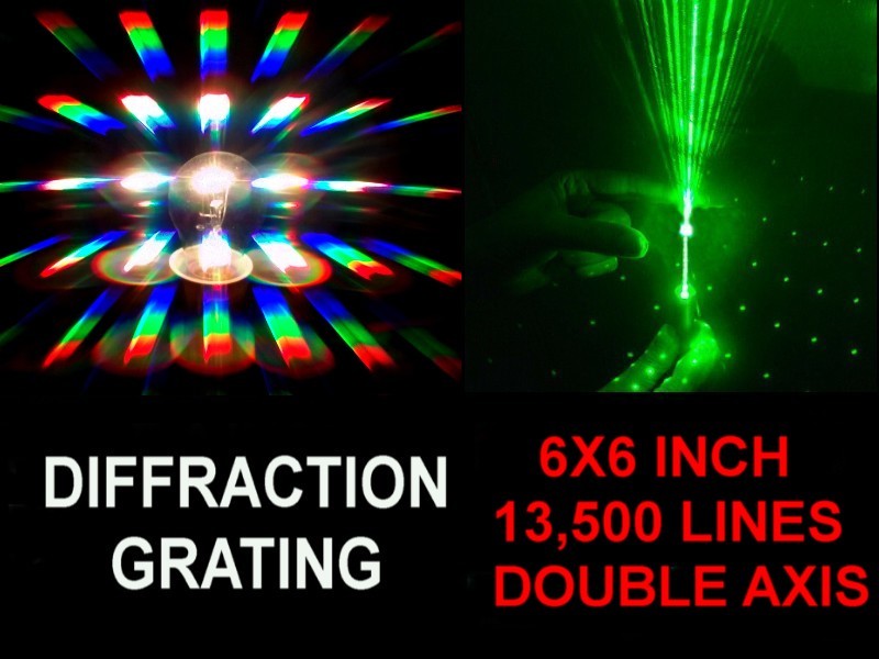 HUGE 6×6 INCH Diffraction Grating Sheet 13,500 DOUBLE AXIS Line,Laser Split LOOK
