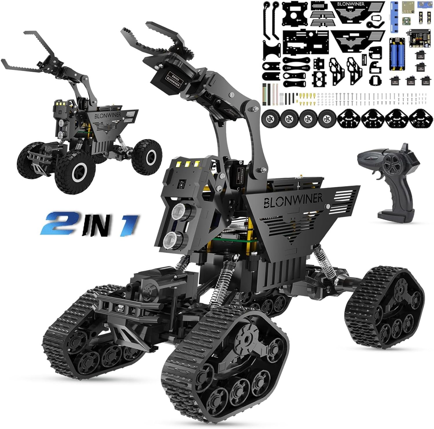 Robot Car Kit, 2 in 1 Smart Robotics Arm Building Toy for Raspberry Pi Python Co