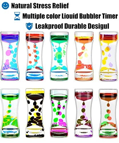 Colorful Liquid Motion Bubbler Timer – 10 Pack Desktop Sensory Fidget Toys for A