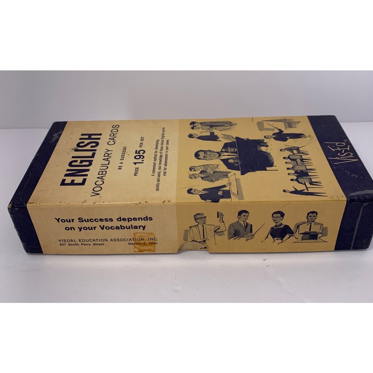 Vintage Visual-Ed English Vocabulary Flash Cards Set Words Learning Box Complete