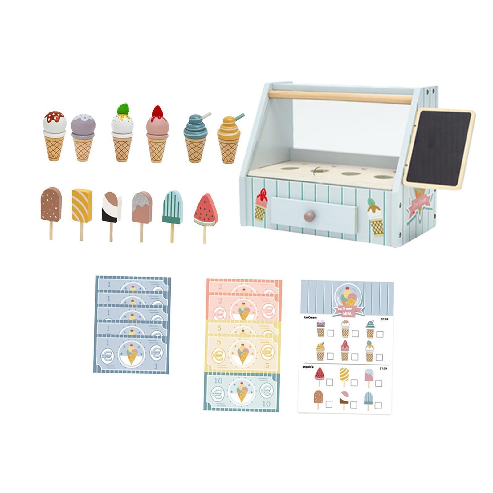 Wooden Ice Cream Toys Food Toys Set Birthday Gifts Playset Food and Accessories