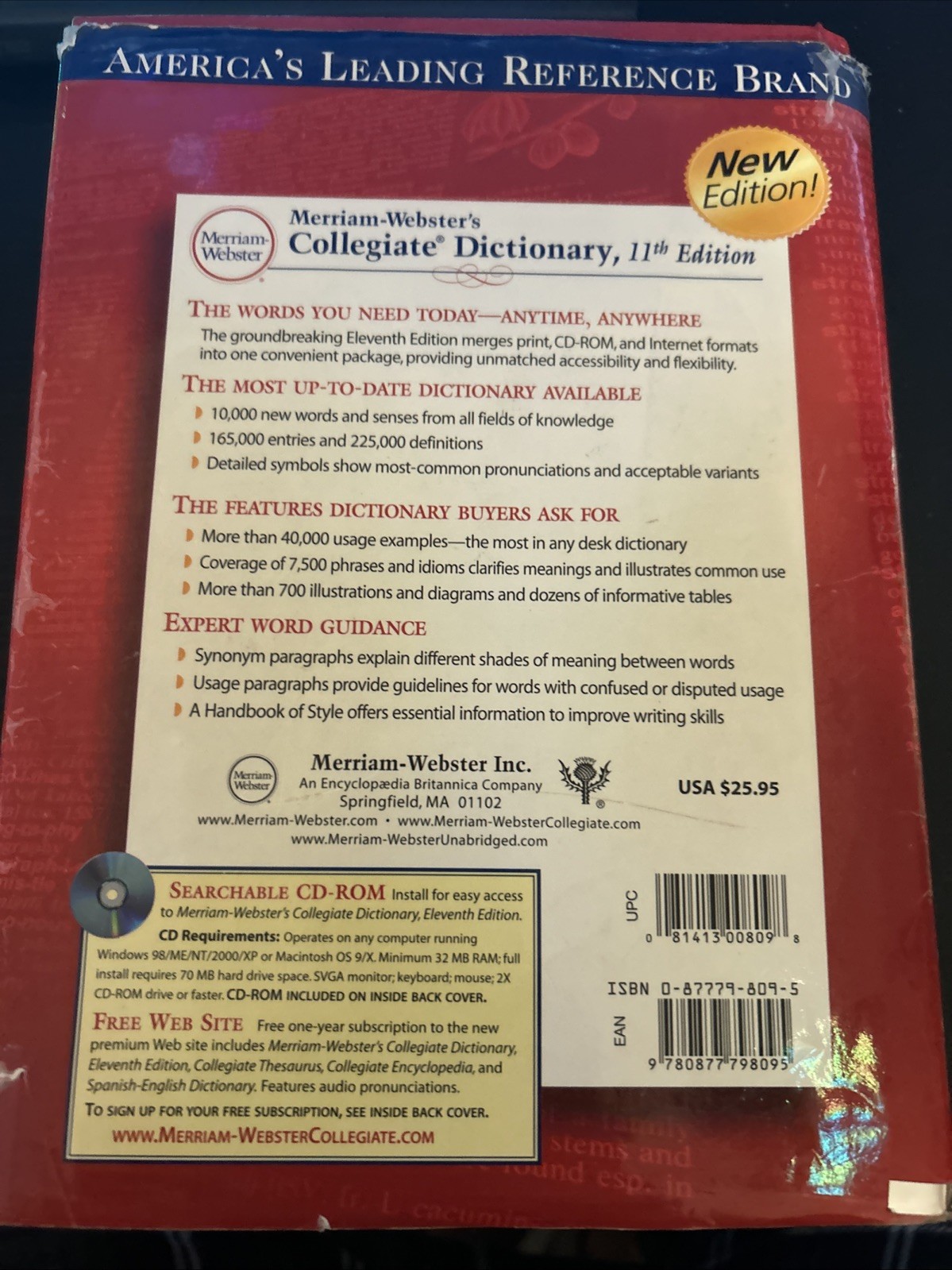 Merriam-webster Collegiate Dictionary 11th Editiondictionary Printed/electronic