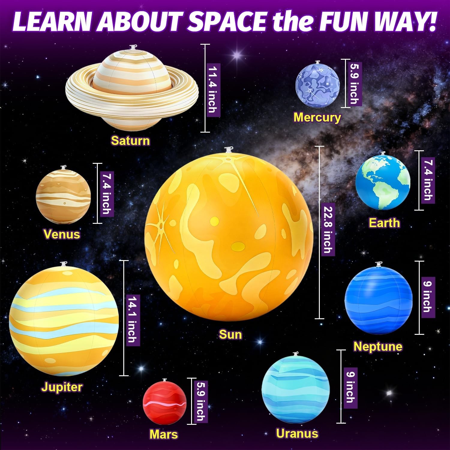 Inflatable Solar System Planets with Lights, 2026 Upgraded Inflatable Solar S…