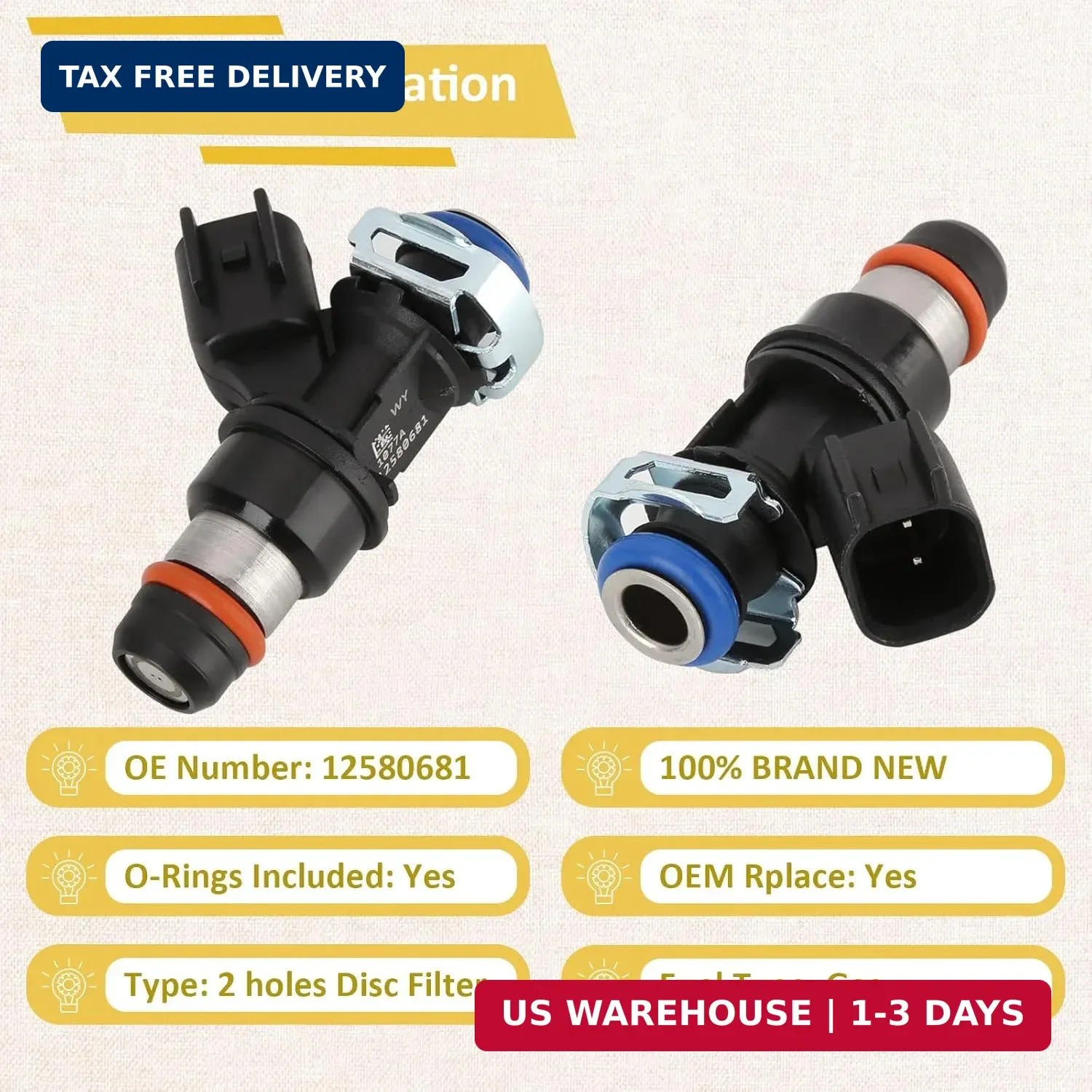 12580681 GM19421333 Fuel Injectors,Compatible w/Chevy 4.8L 5.3L Tahoe Silverado