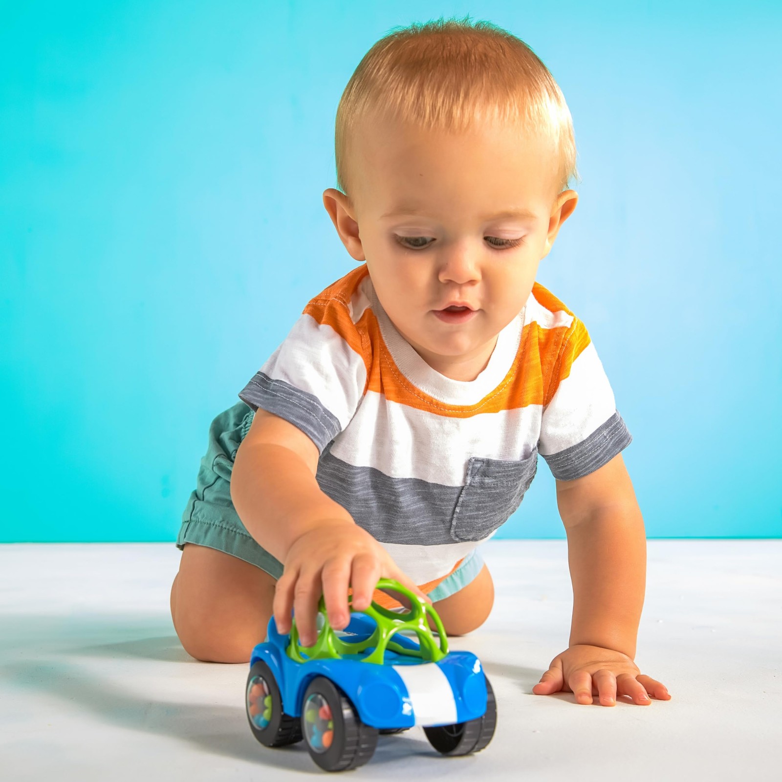 Bright Starts Oball Easy Grasp Rattle & Roll Toy 1 Count (Pack of 1), Blue