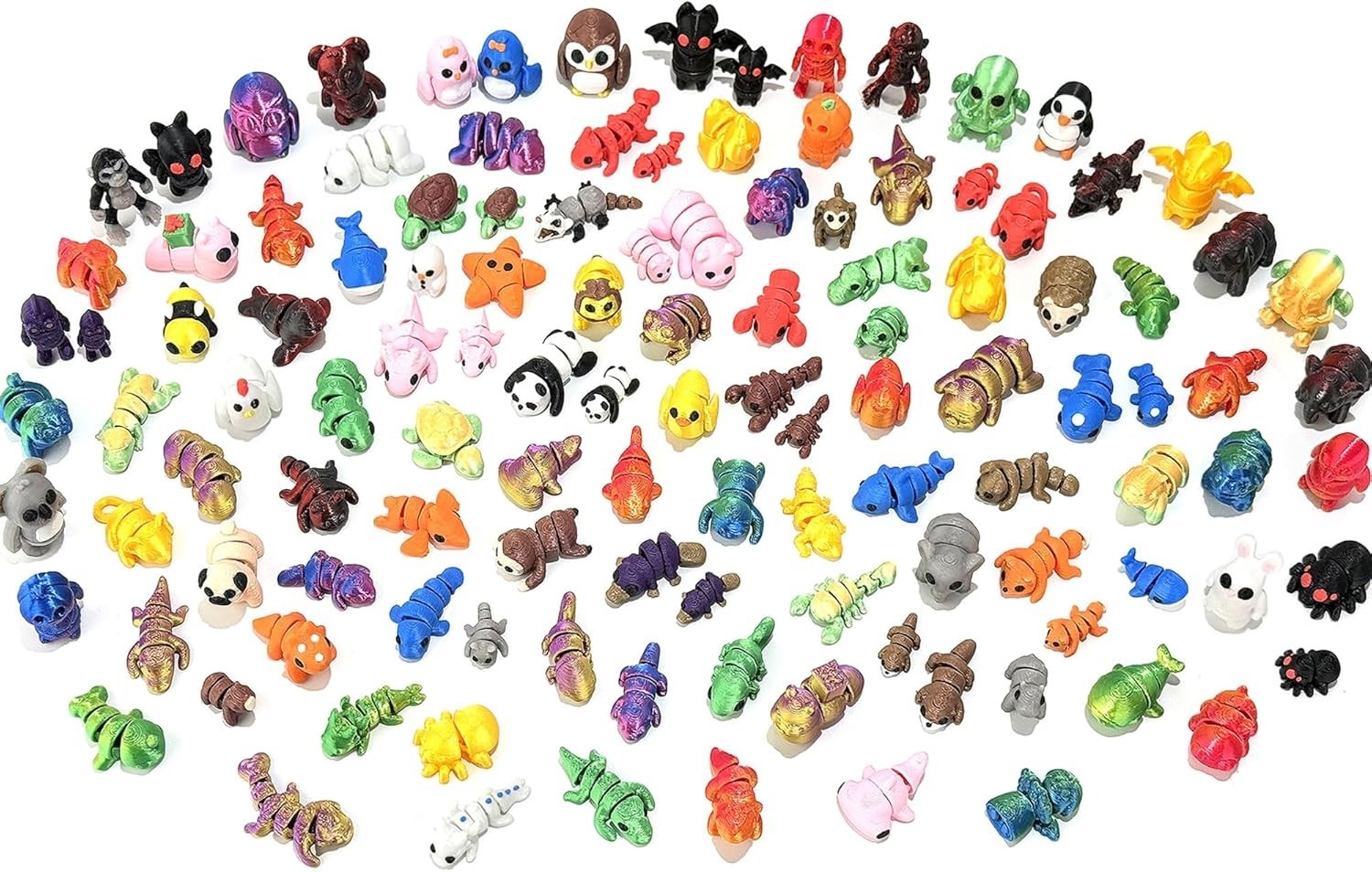 80pcs Mini Animal Figurines Set,3D Printed Little Animals Articulated Flexible..