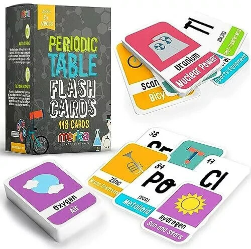 Periodic Table Flash Cards, Educational Periodic Table Cards- 118 Cards in Box