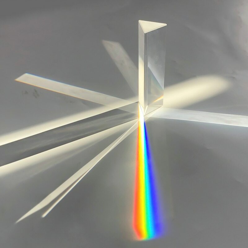 Optical Triangular Prism Physics Teaching Refracted Light Spectrum 25x25x80mm