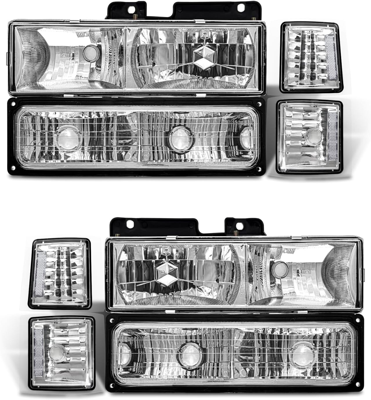 94-98 Chevy Suburban Headlight Assembly Chrome Pair