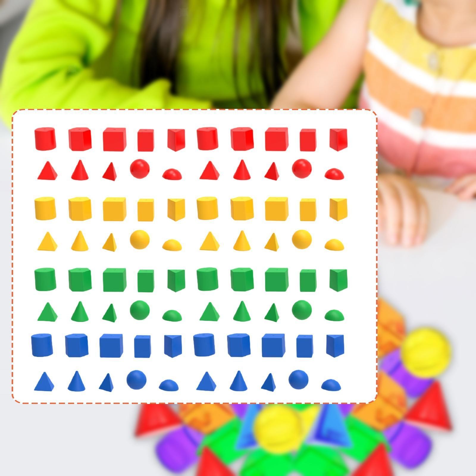 80x 3D Geometric Shapes Blocks Pattern Blocks Early Learning Teaching Aids