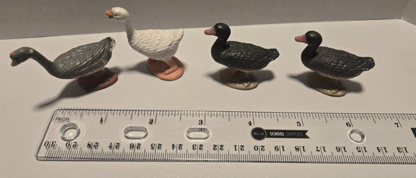 Lot of (4) PVC Waterfowl Animals Miniature Goose Duck Figures Toys FREE SHIPPING