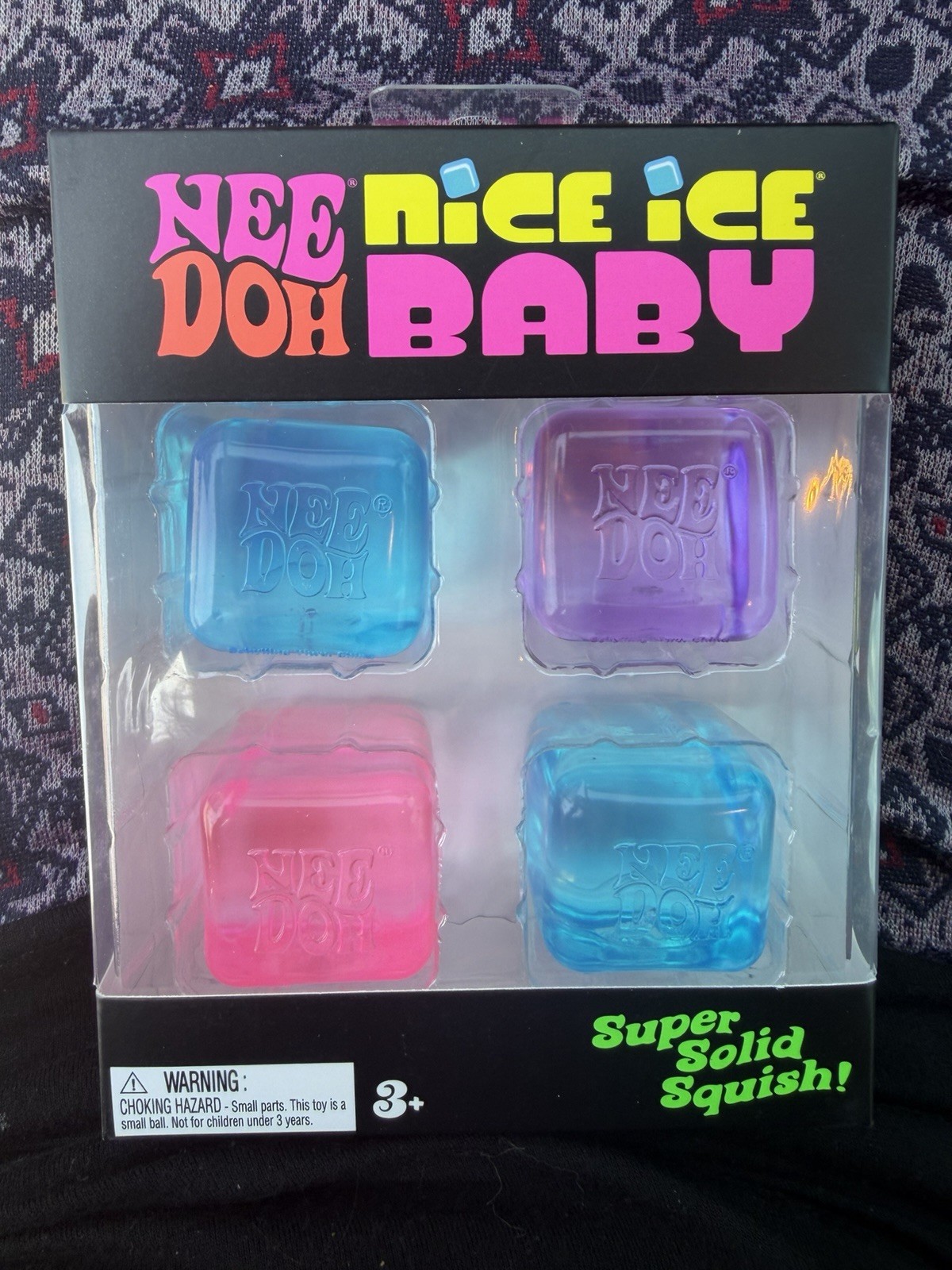 Nee Doh Nice Ice Baby Tactile Squeeze Toy, Blue/Purple/Pink