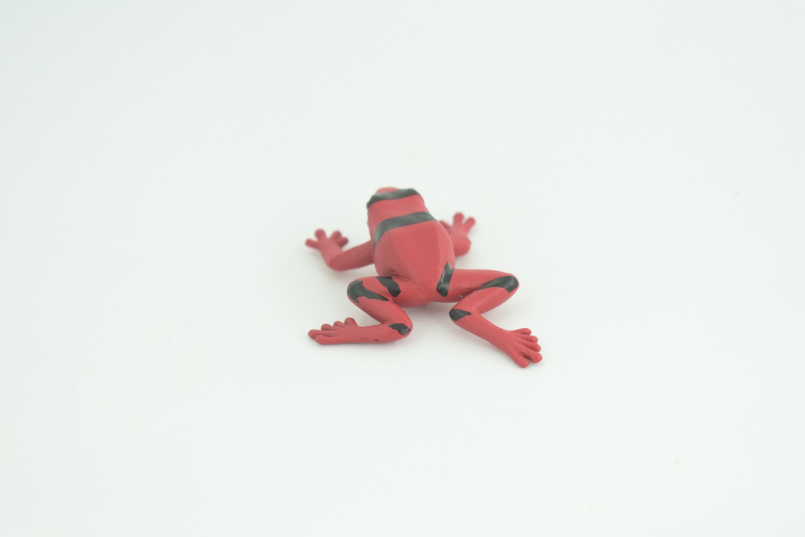 Red and Black Striped Frog Toy, Hand Painted, Rubber Model, 2 Inches CWG312 B48