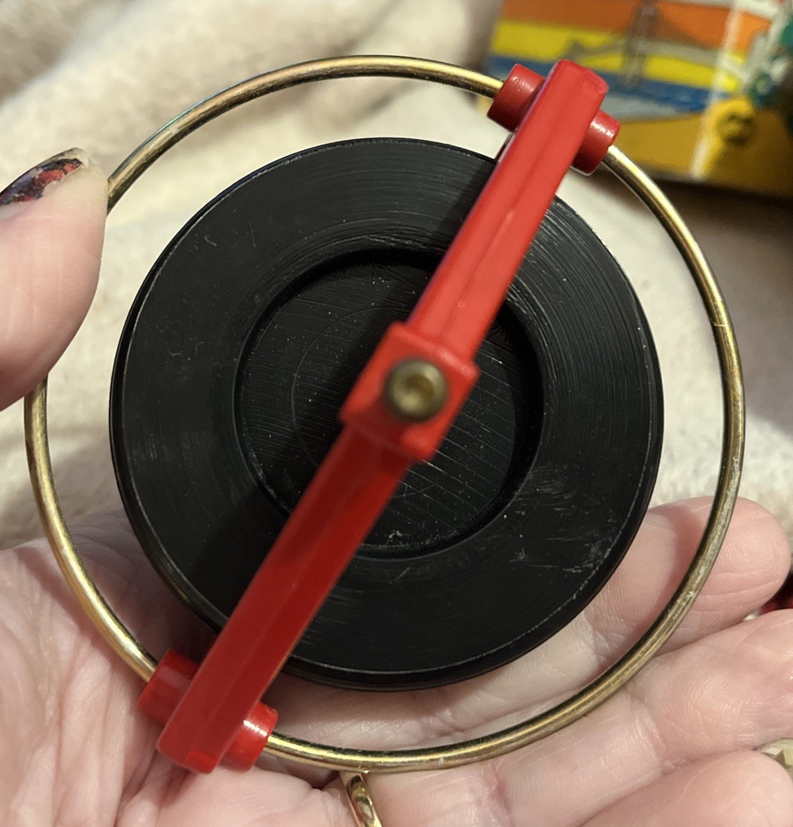 Vintage NAVIR SPACE WONDER GYROSCOPE. DEFIES GRAVITY! Red And Black With Box