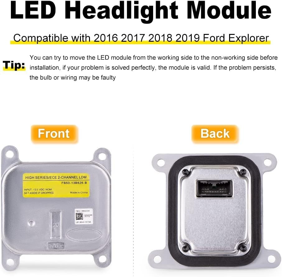 Headlight Module Compatible with 2016 2017 2018 2019 Ford Explorer Replacement f