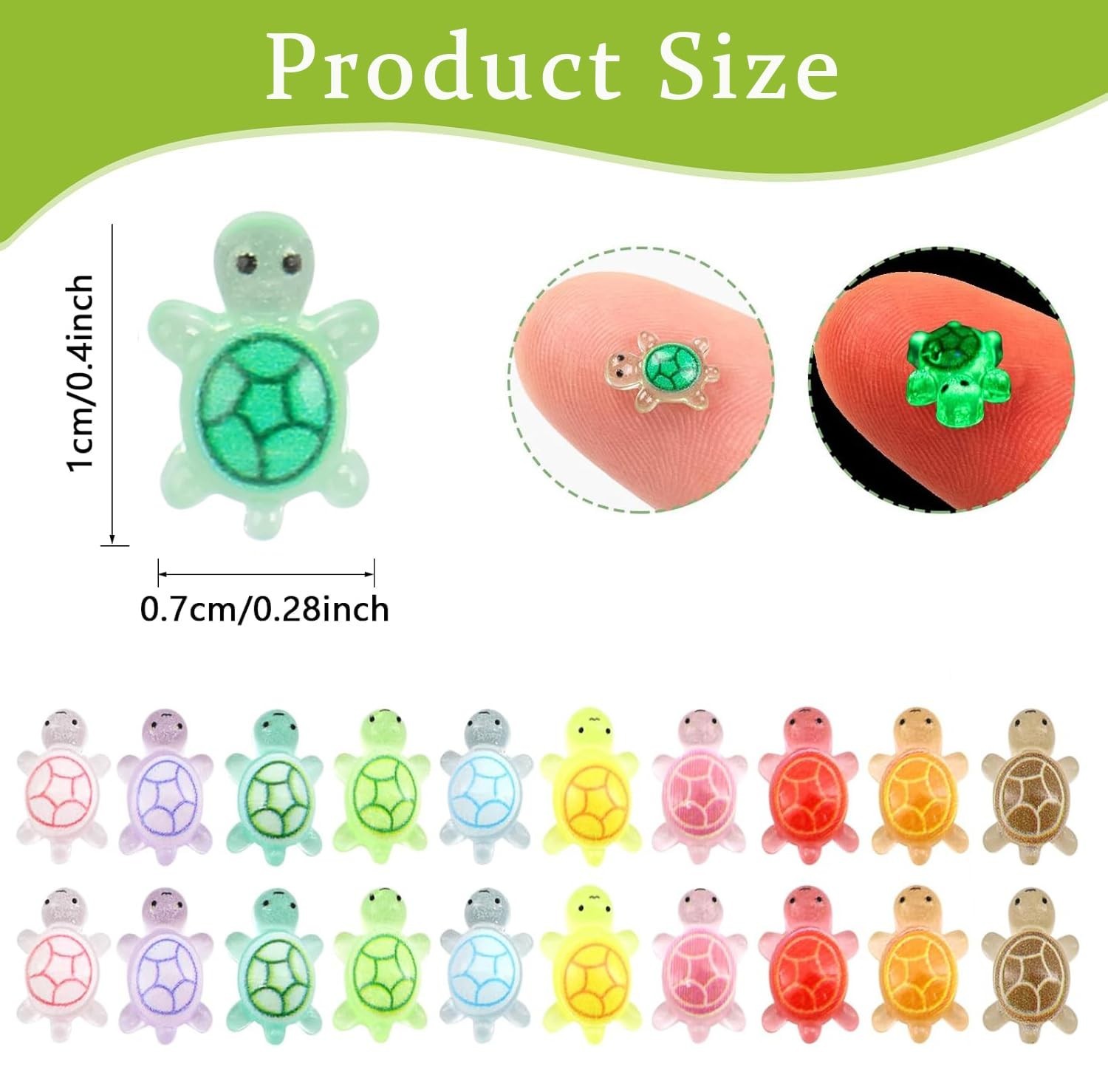 250Pcs Mini Resin Animals Turtles,Tiny Figures Turtle Bulk, Luminous Mini Animal