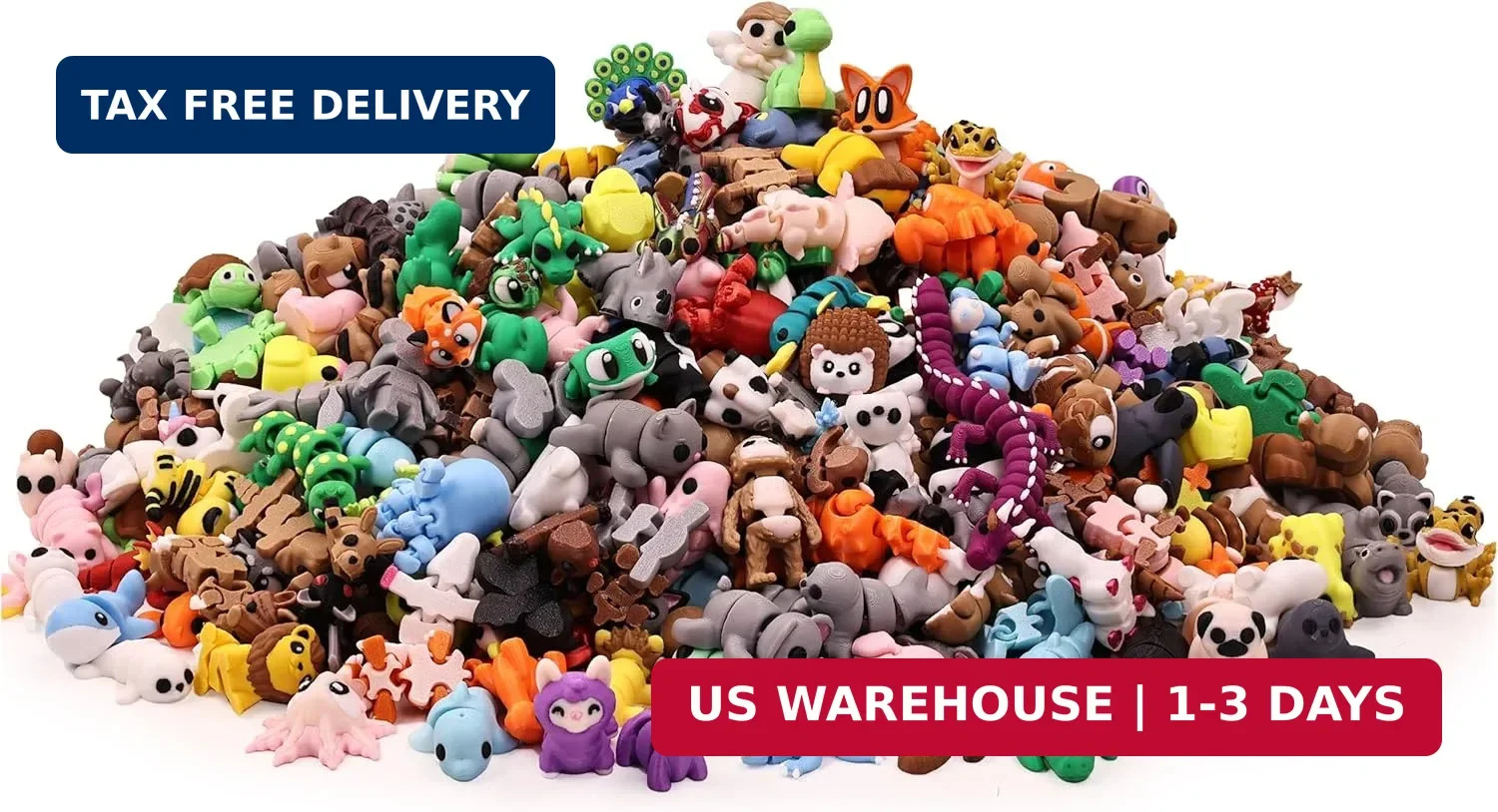 35 PCS Mystery Animal Figurines, Randomly Selected from Over 200 Unique 3D Print
