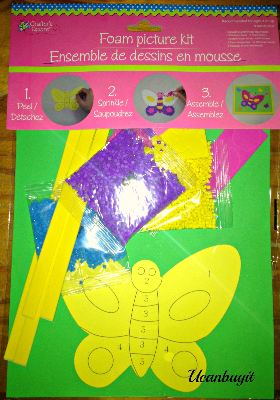 Cute BUTTERFLY Foam Craft Kit ~ Everything Included ~ No Glue Required Age 4+