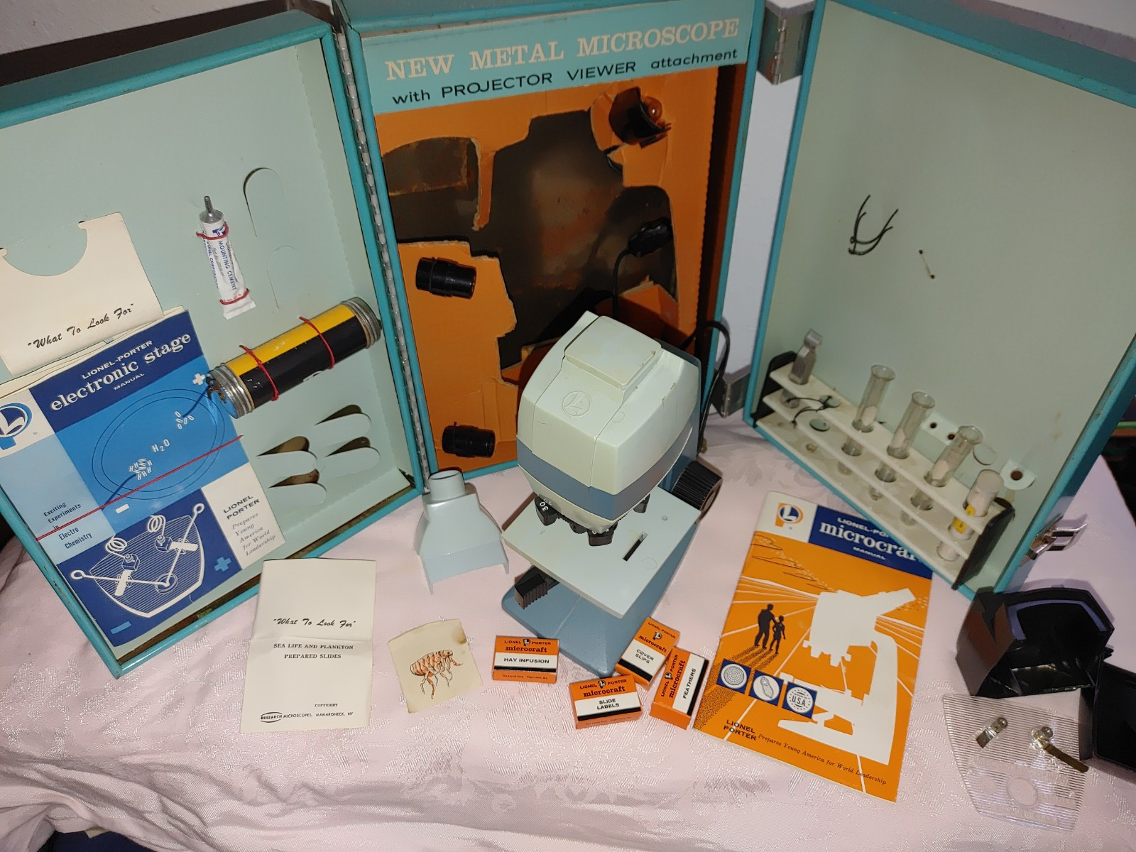 1960s Lionel-Porter Microcraft Microscope Lab Set Original Made USA Made