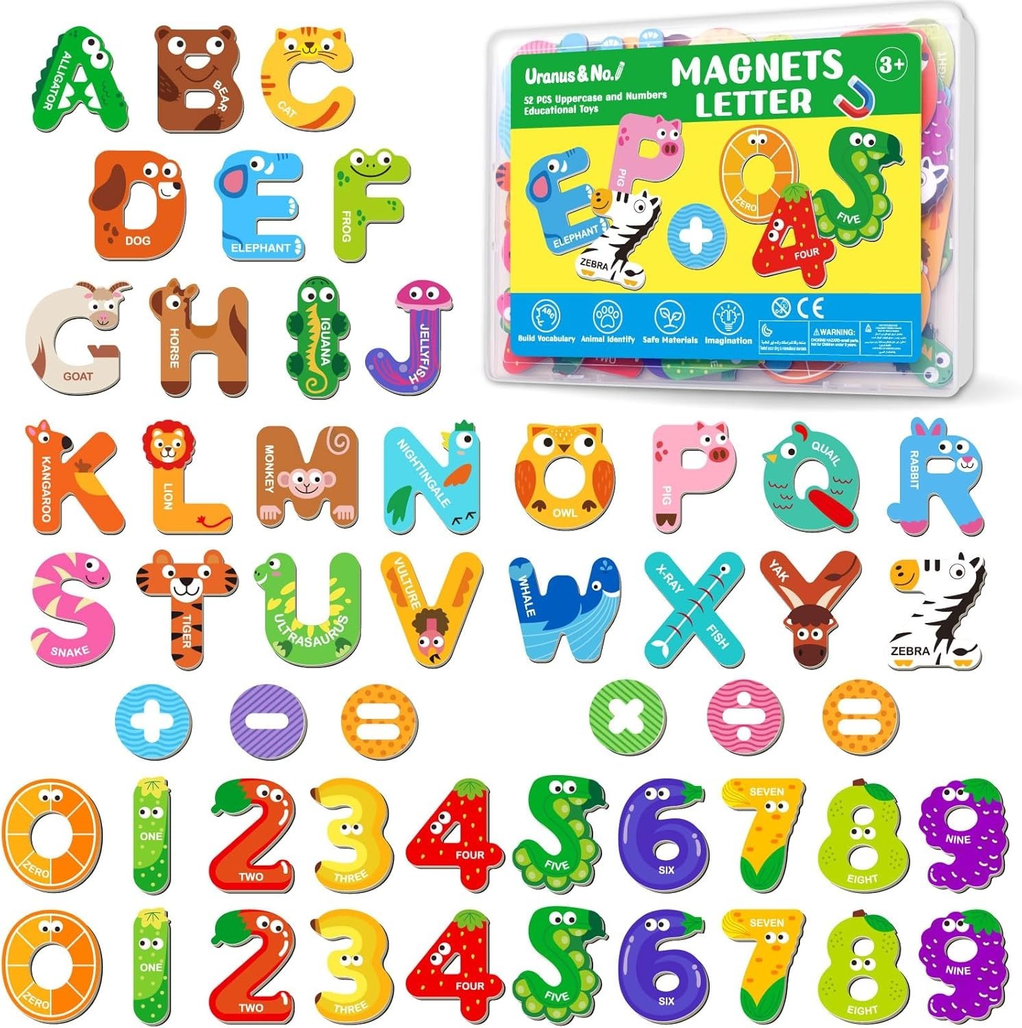Magnetic Letters and Numbers, Fridge Alphabet Magnets for Toddlers 1-3, 52 PCS R