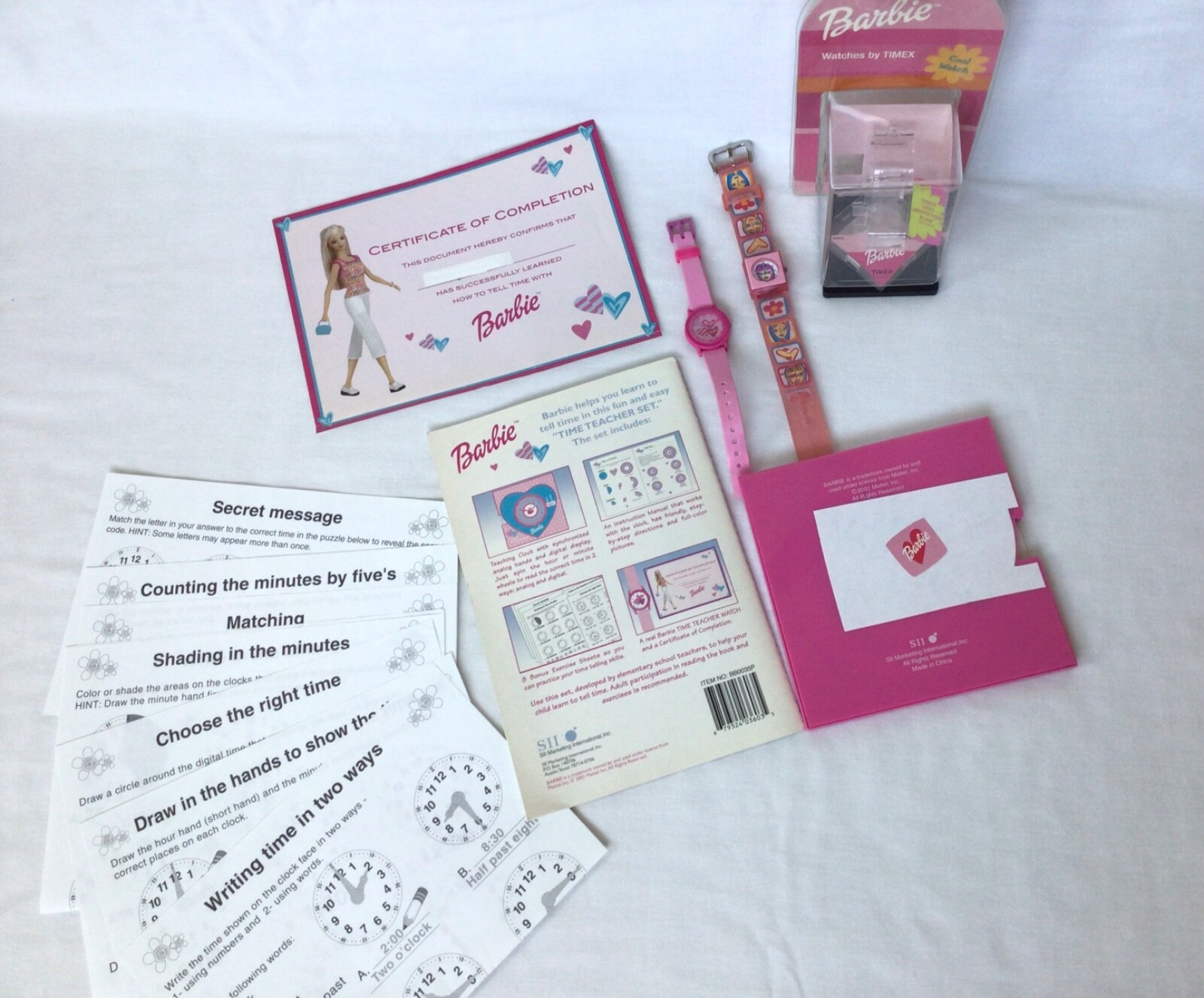 Barbie Telling Time Teacher Learning Material Book Clock & Watches Mattel