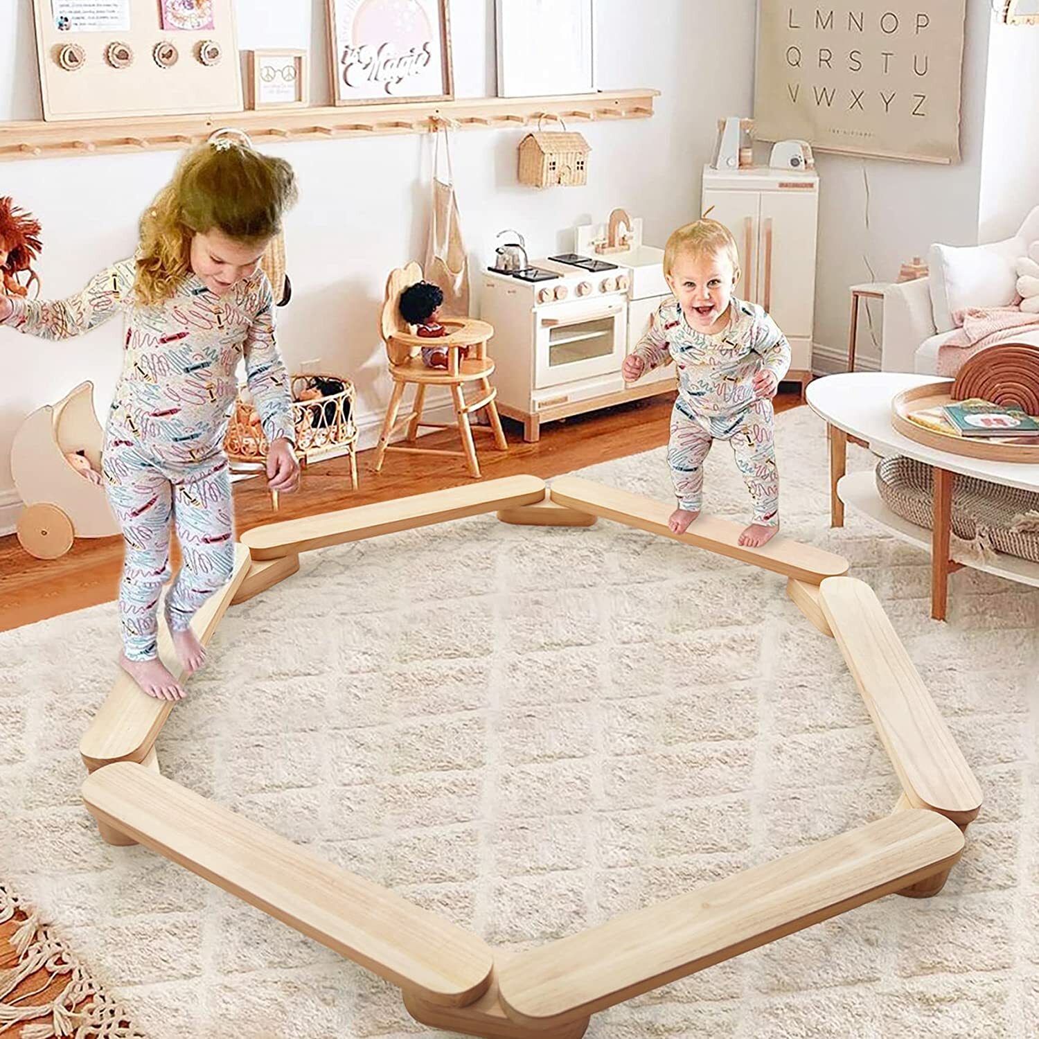 Balance Beam Stepping Stones Gymnastics Obstacle Board Toy Kids Toddlers Gift
