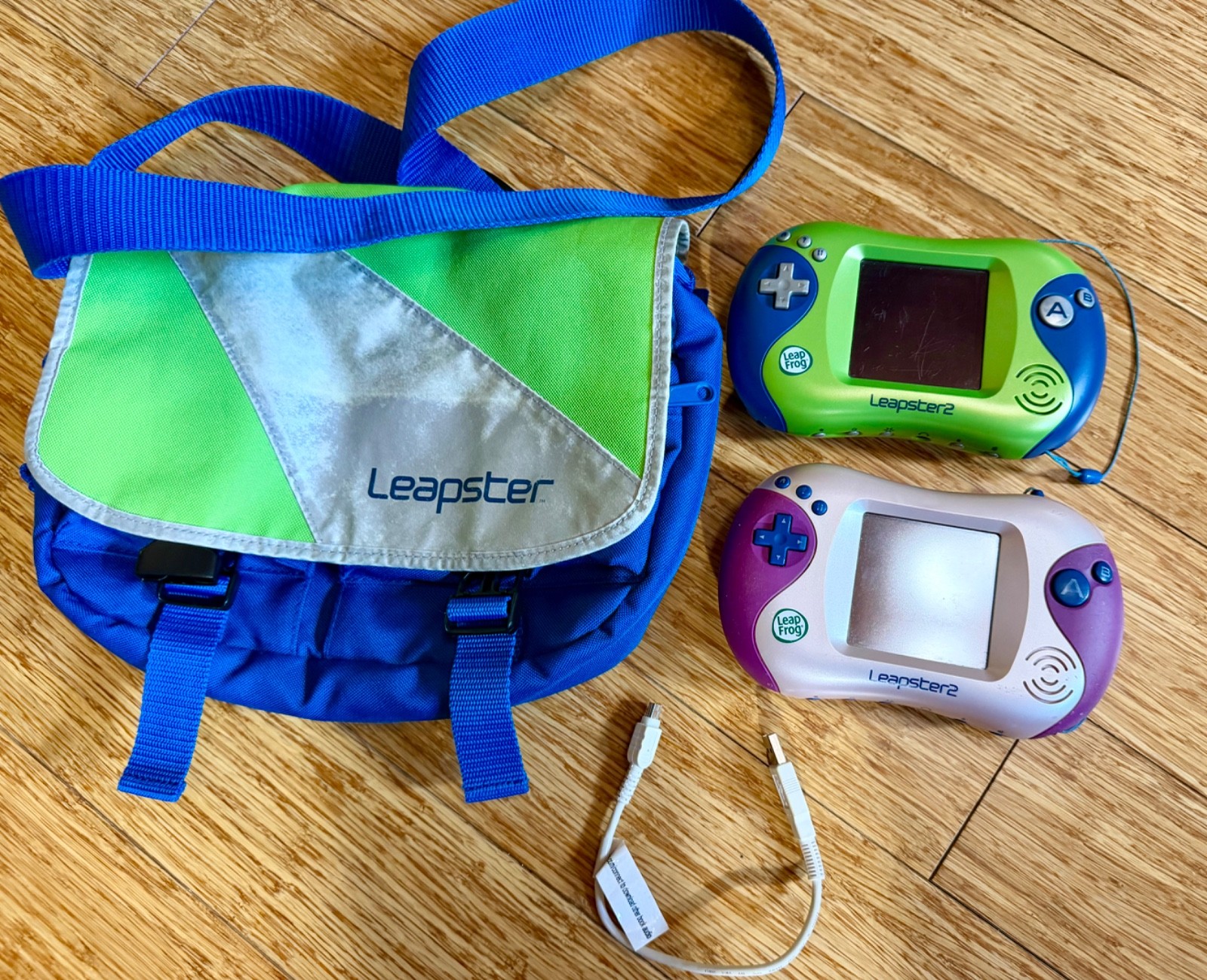 2 LeapFrog Leapster 2 Learning Game Systems + travel case As is parts repair