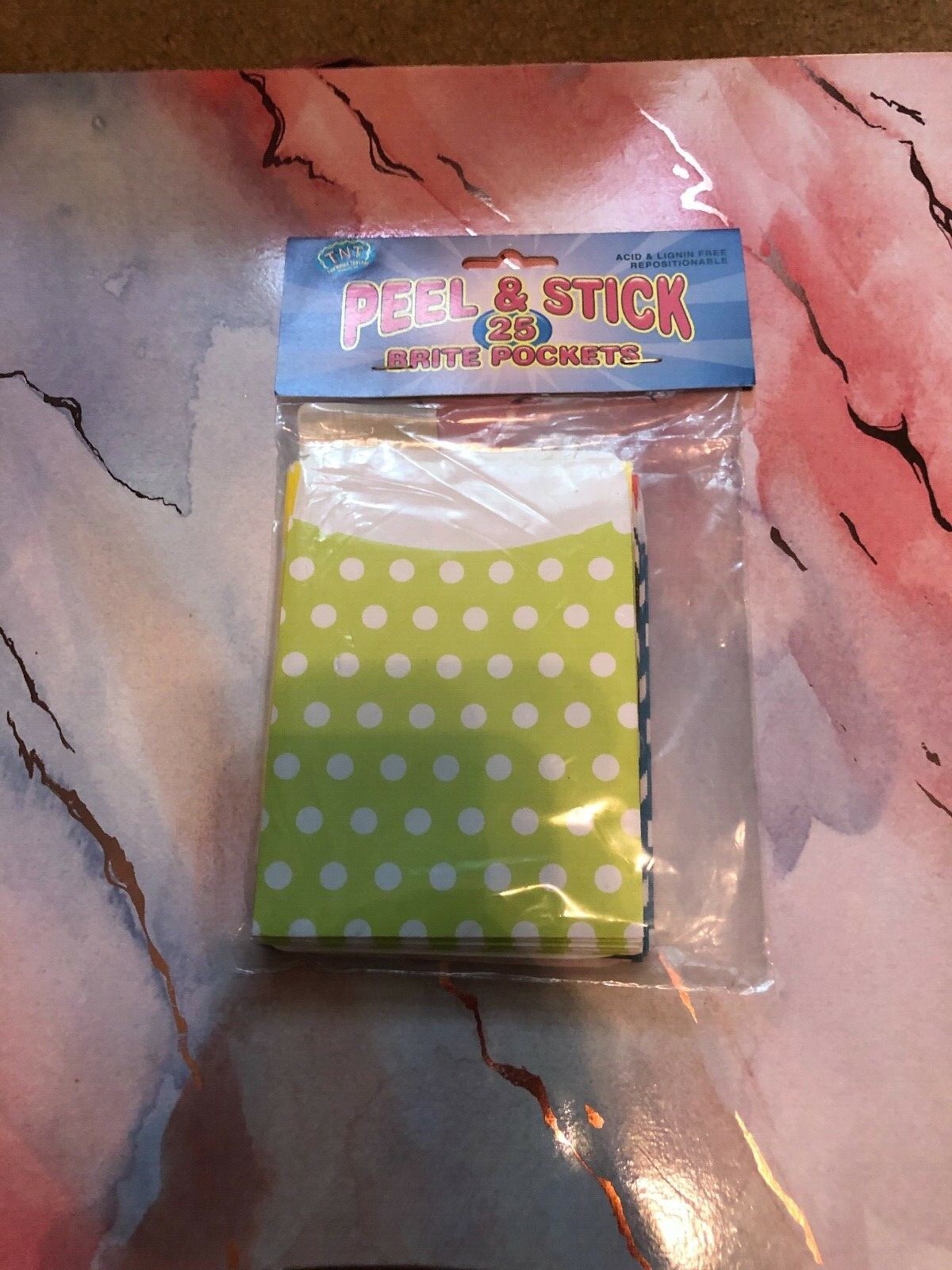 Top Notch Teacher Products – Brite Pockets Polka Dots Peel/Stick – 25 Count