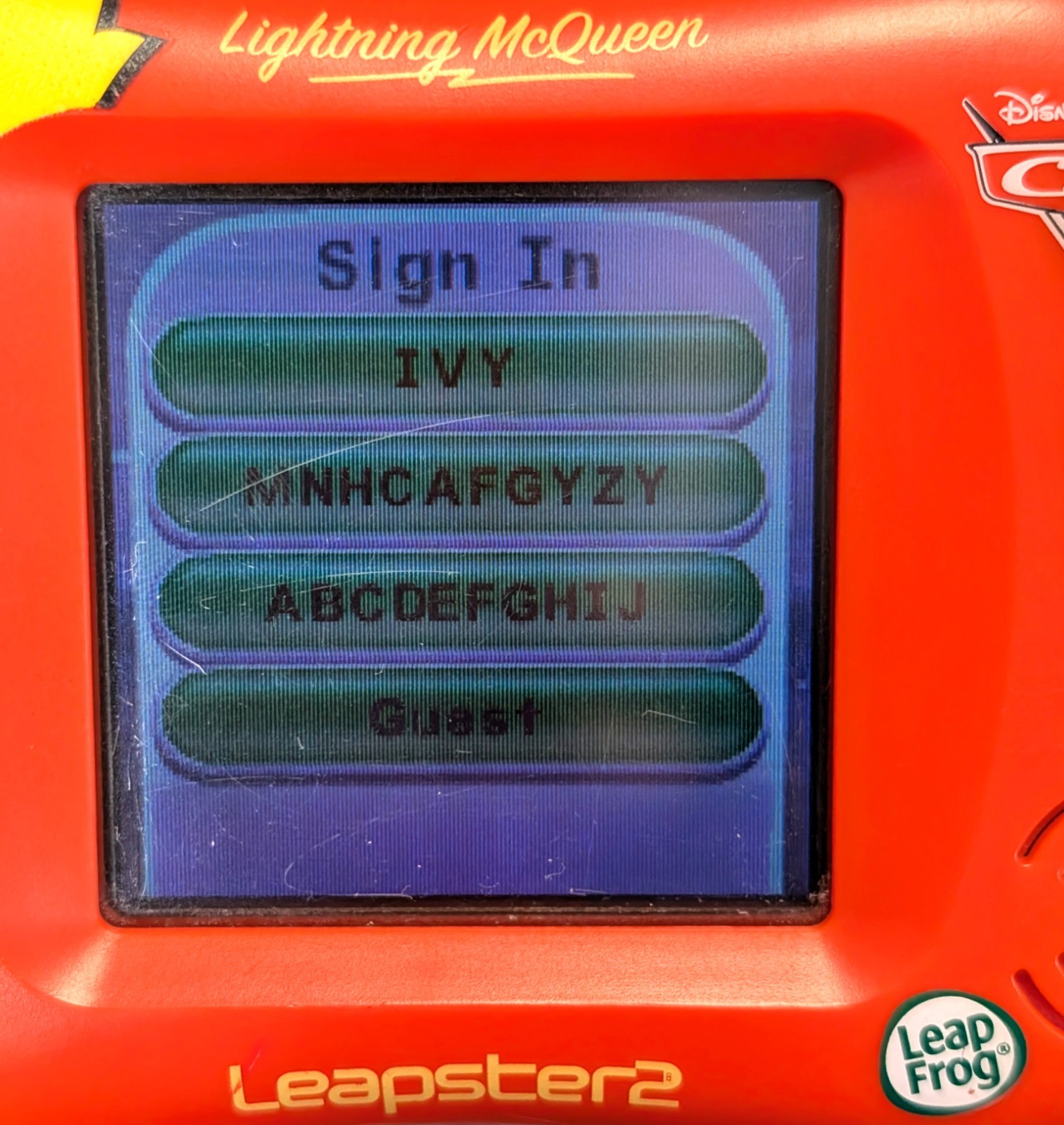 LeapFrog Leapster 2 Disney Pixar Cars Lightning McQueen Edition Handheld Console