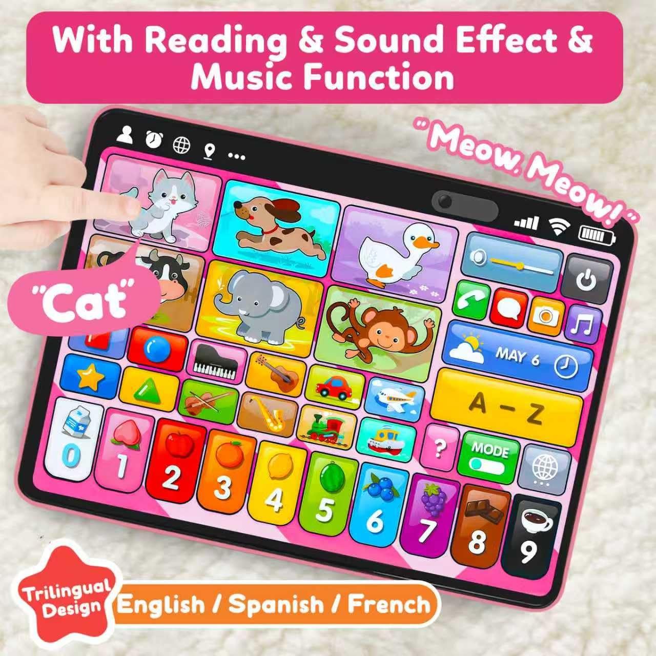 Trilingual Learning Toy Tablet with Music & Sound, Montessori Speech Therapy …