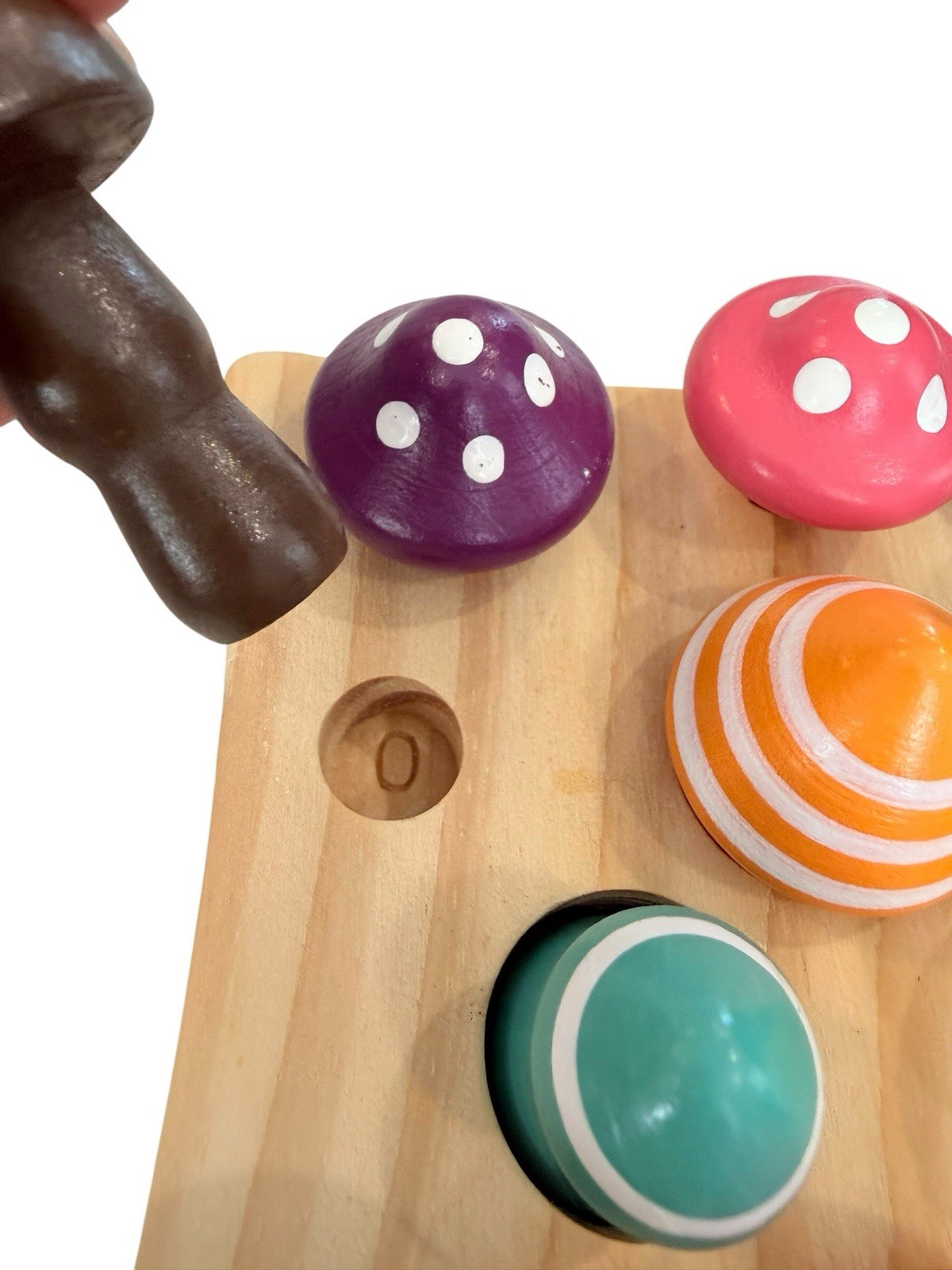 Wooden Matching Mushrooms Counting Sorting Board Painted Social Emotional Cute